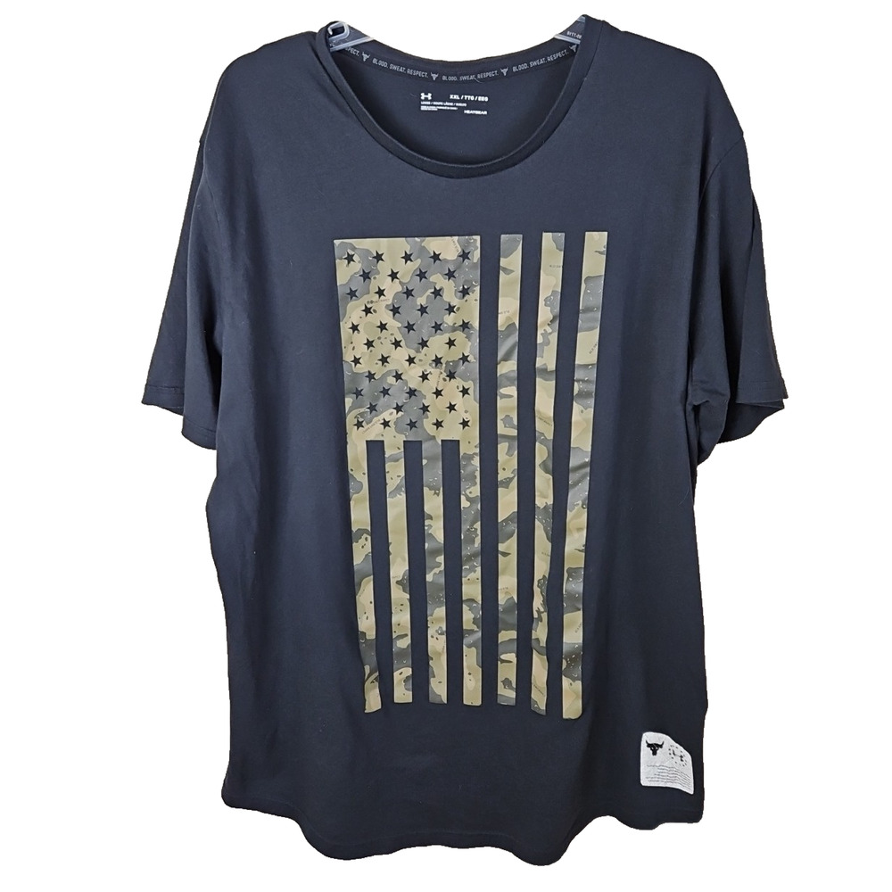Under Armour T Shirt XXL Freedom Flag Camouflage Loose Project Rock Army